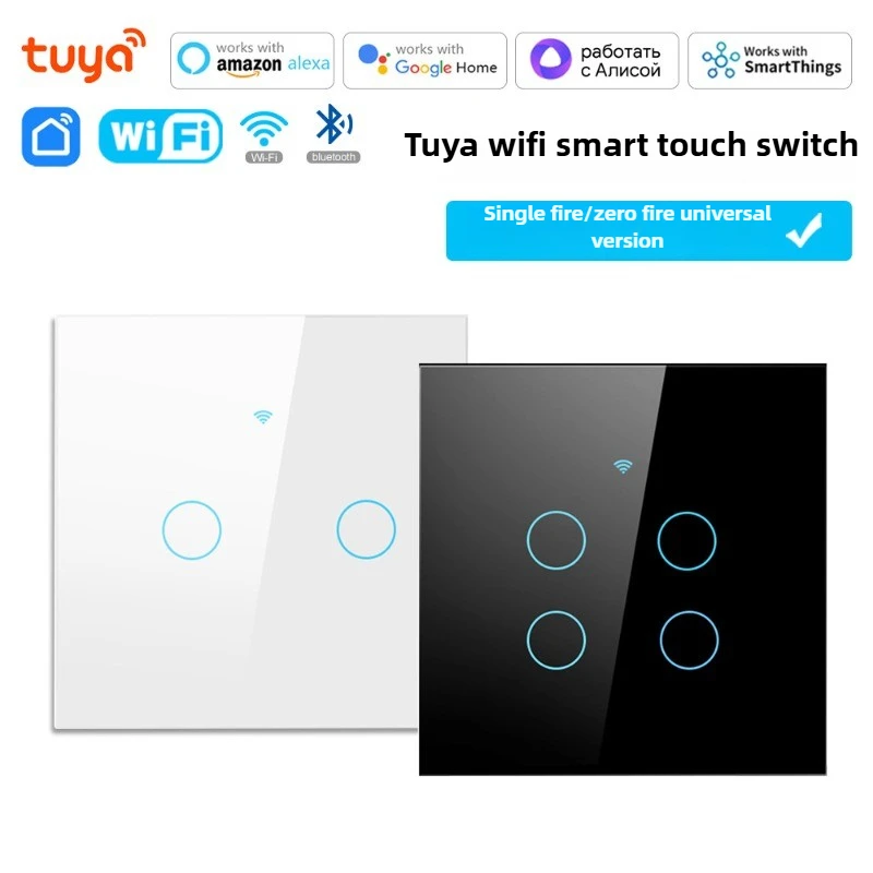 

Tuya Smart WiFi Switch – Voice & Remote Control Smart Touch Panel Tempered Glass Design US/EU Standards