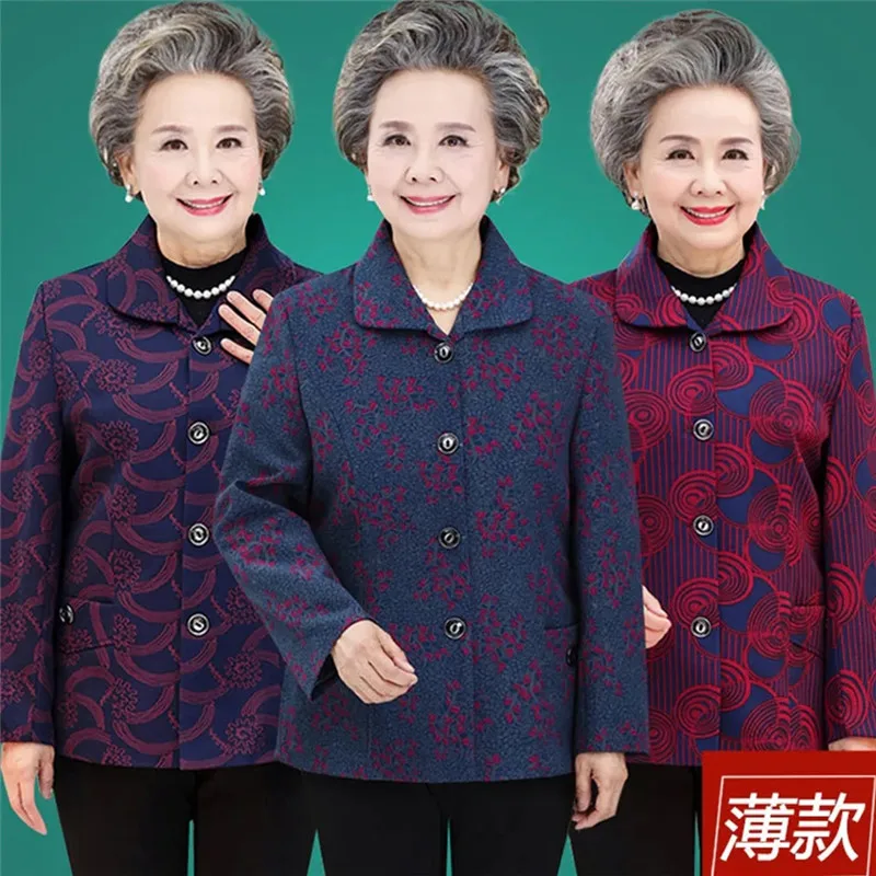 

2025 Spring Wwomen's Thin Coat Middle-aged Elderly Female Casual Jacket Clothes Ladies 60-80 Years Old Cropped Sleeve Overwear