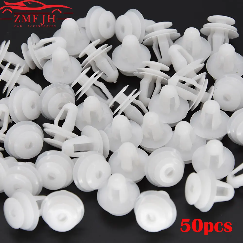 50pcs Universal Automobile Bumpers Hole White Car Door Trim Panel Clip Plastic Auto Fastener Clips Rivet Auto Fasteners For Cars