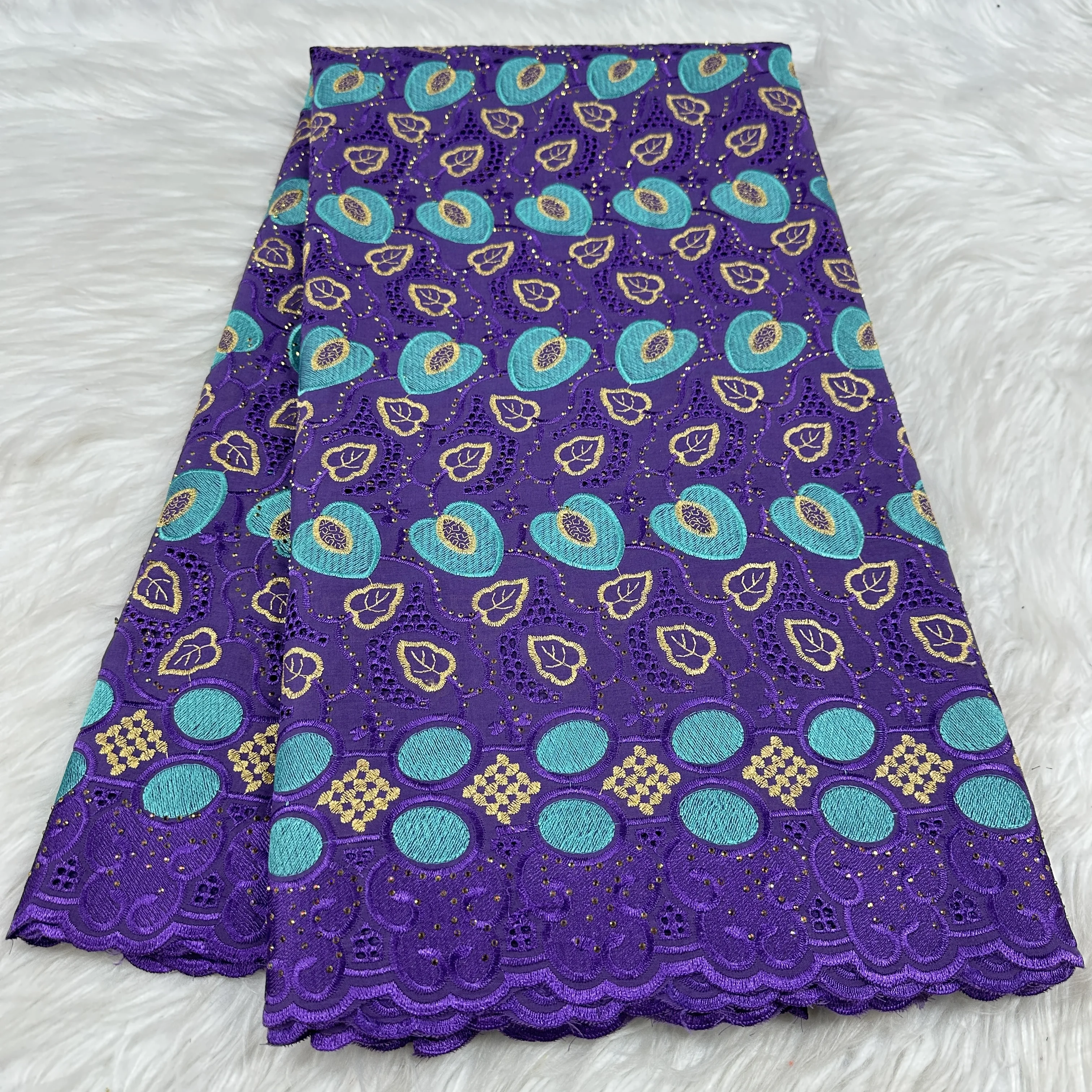 

2025 100% Cotton Lace Fabric High Quality African Swiss Voile Lace With Stones Embroidery African Lace Fabric For Sew Clothes