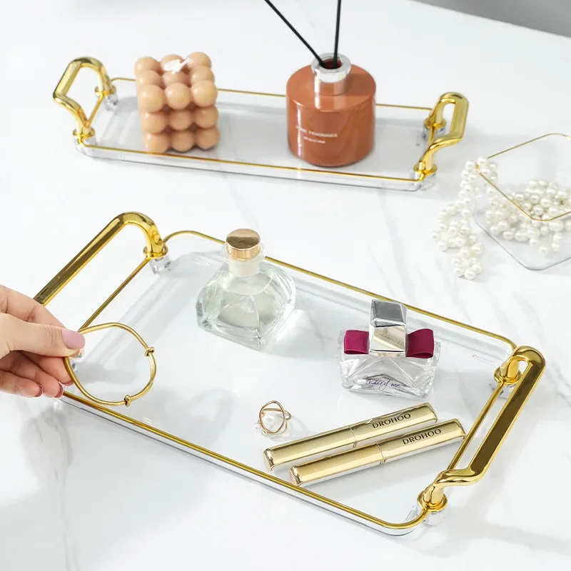 Luxuriöses Teetablett, rechteckig, für Zuhause, Wohnzimmer, Getränkehalter, Obsttablett, Wasserbecher-Tablett, hochwertige Aufbewahrungsplatte aus Kunststoff