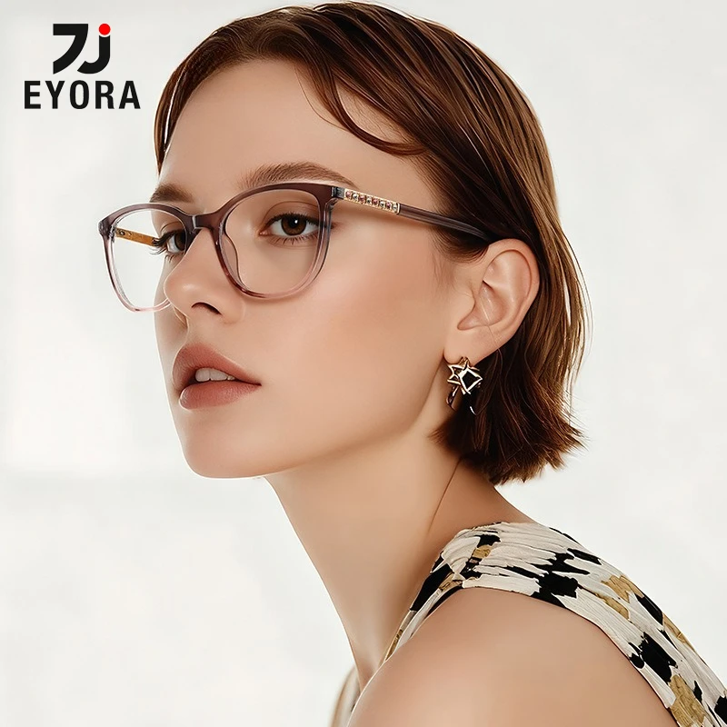 

EYORA Currents Round Women Fashion Reading Glasses Anti Blue Ray Myopia and Hyperopia Photochromic Prescription Eyewear Lens