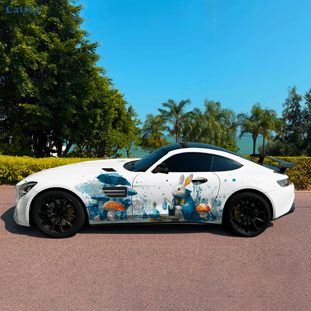 

Волшебник кролик гриб боковая наклейка автомобиля декор, ПВХ водонепроницаемая устойчивая к царапинам наклейка, защита автомобиля, автоаксессуары подарок