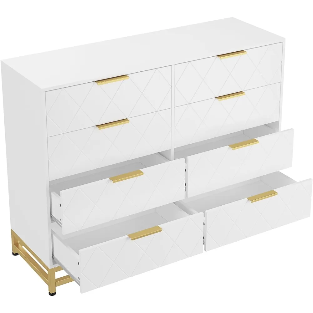 

Dresser for Bedroom with 8 Drawer, TV Stand Dressers Chest of Drawers for Living Room Hallway Entryway, MDF Board (White)