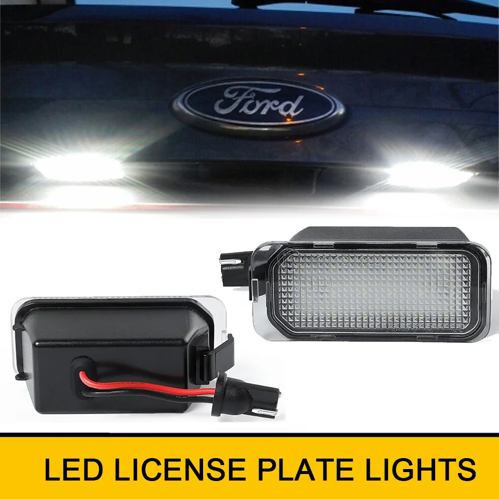 2Pcs No Error LED Number License Plate Lights For Ford Ranger Grand C-Max S-MAX B-Max Focus Fiesta Kuga Mondeo 6000K