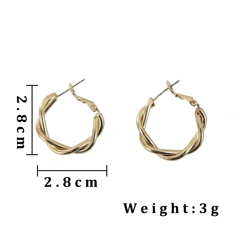 Vintage Simple Braid Round Circle Drop Earrings for Women Party Golden Silver Color Dangle Earrings Trendy Geometry Jewelry Gift