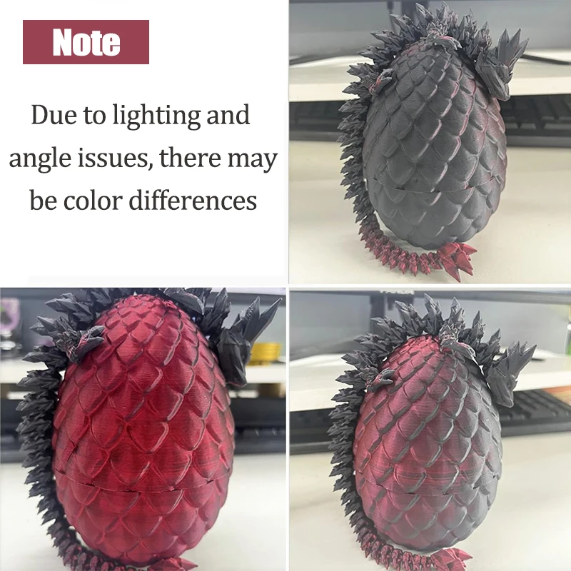 3D Impresso Dragon Egg com Dragon, Modelo Articulado Completo, Movable, Rotatable, Desktop Ornament, Kid Toy, 1 Pc, 2Pcs