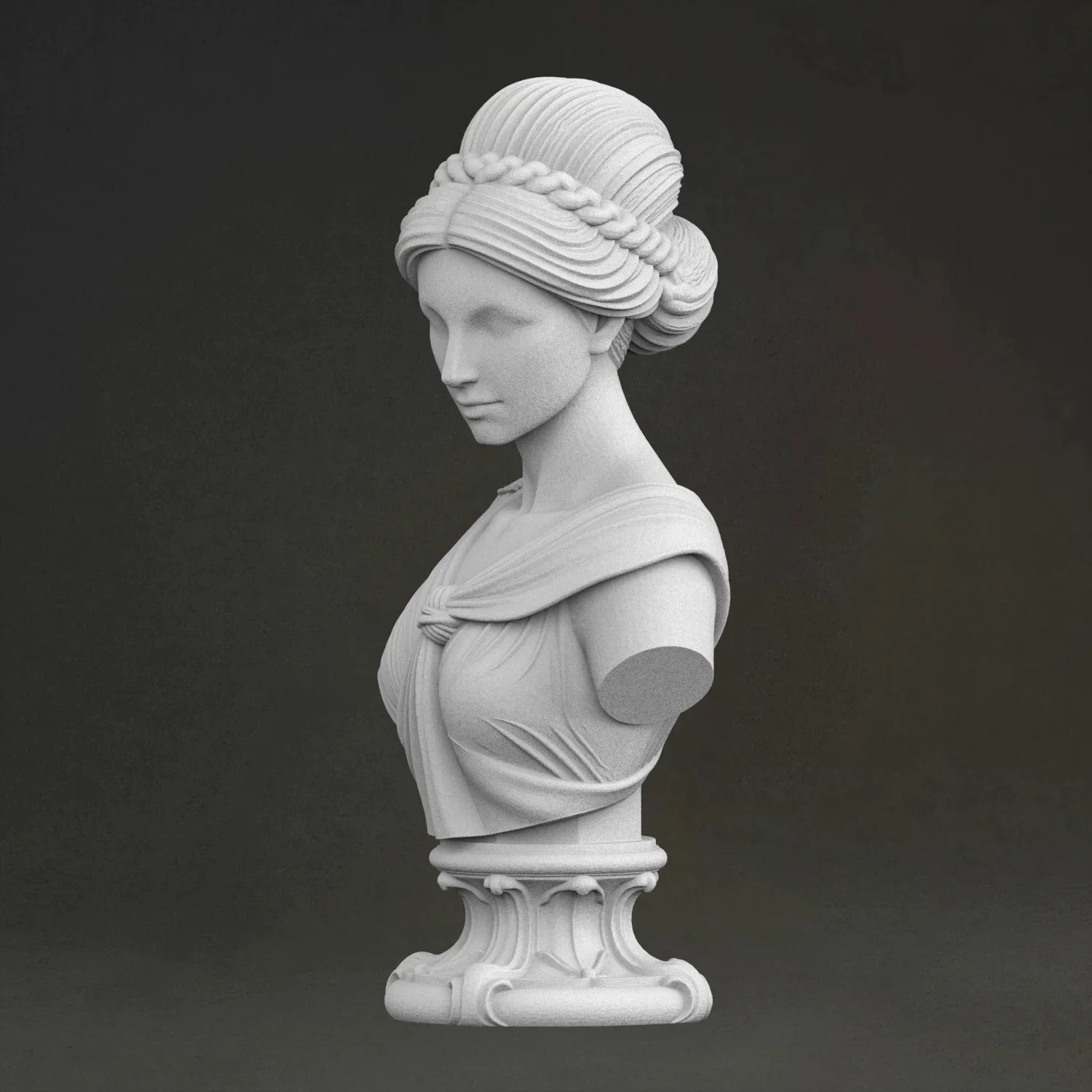 'Bust of Penelope' Sculpture, 3D Printed Resin Material, Hand-Painted, Plaster-Like Textured Decoration (Ships Within 10 Days)