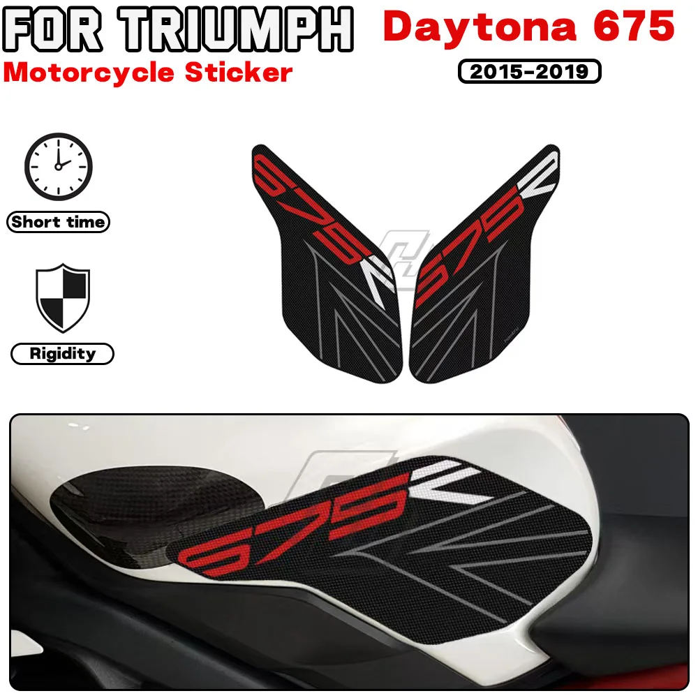 

For TRIUMPH Daytona 675 R 2013 2014-2016 Motorcycle Anti-slip Side Fuel Tank Pad Knee Decal Protection Stickers With Moto Logo