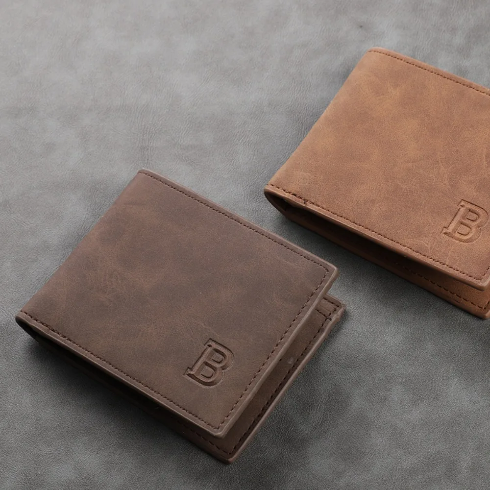 

Fashion PU Leather Short Wallet Two Fold Comfort Surface Card Bag Multi-purpose Solid Color Money Clip Women Men