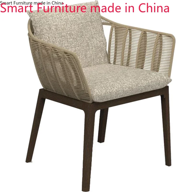 Outdoor garden rattan chair balcony outdoor table and chair combination villa high-grade teak furniture waterproof and sunscreen