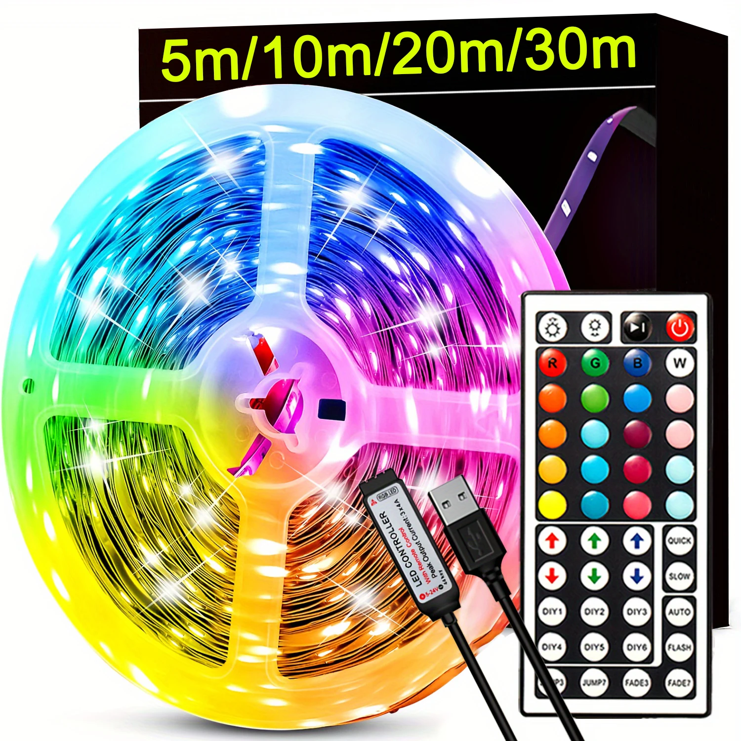 RGB LED 스트립 조명, 리모컨 Luces LED 룸 조명, USB 유연한 리본 램프, 방 장식, TV 백라이트 다이오드 테이프