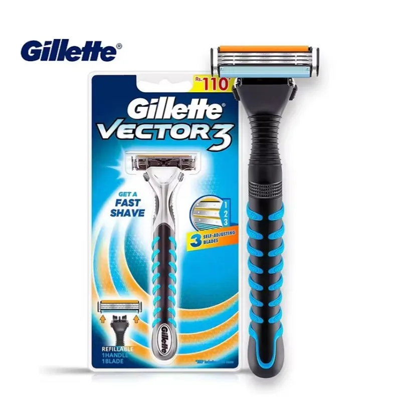 Gillette Vanguard 3 Reinforced Razor Men's Manual Razor Replaceable Blades Easy to Carry Gift for Your Boyfriend