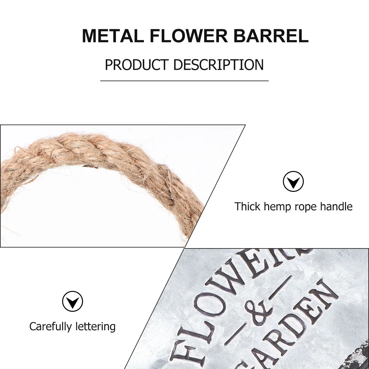 

Flower Arrangement Bucket Iron Plant Decoration Simple Container Handle Storage Dried Plants Rope Durability
