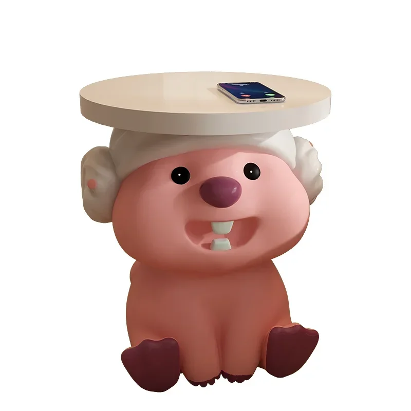 Light luxury Cartoon Loopy Movable Coffee Table Creative Personality Bedside Desktop Model Beaver Ornaments Home Decoration Gift