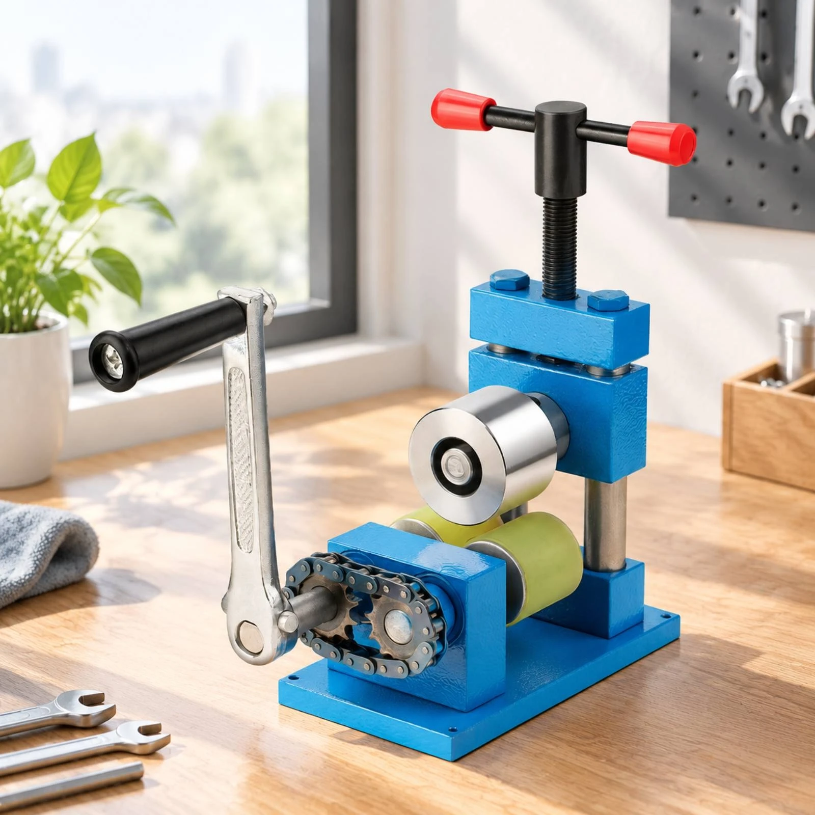 Hand-Operated Circular Band and Bangle Rolling Machine Adjustable Jewelry Rolling Machine with Hand Crank for Metalworkers