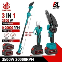 ONEVAN 3500W Brushless Telescoping Pole Electric Chainsaw 3-IN-1 High Branch Scissors Garden Pruning Tool For 21V 18V Battery