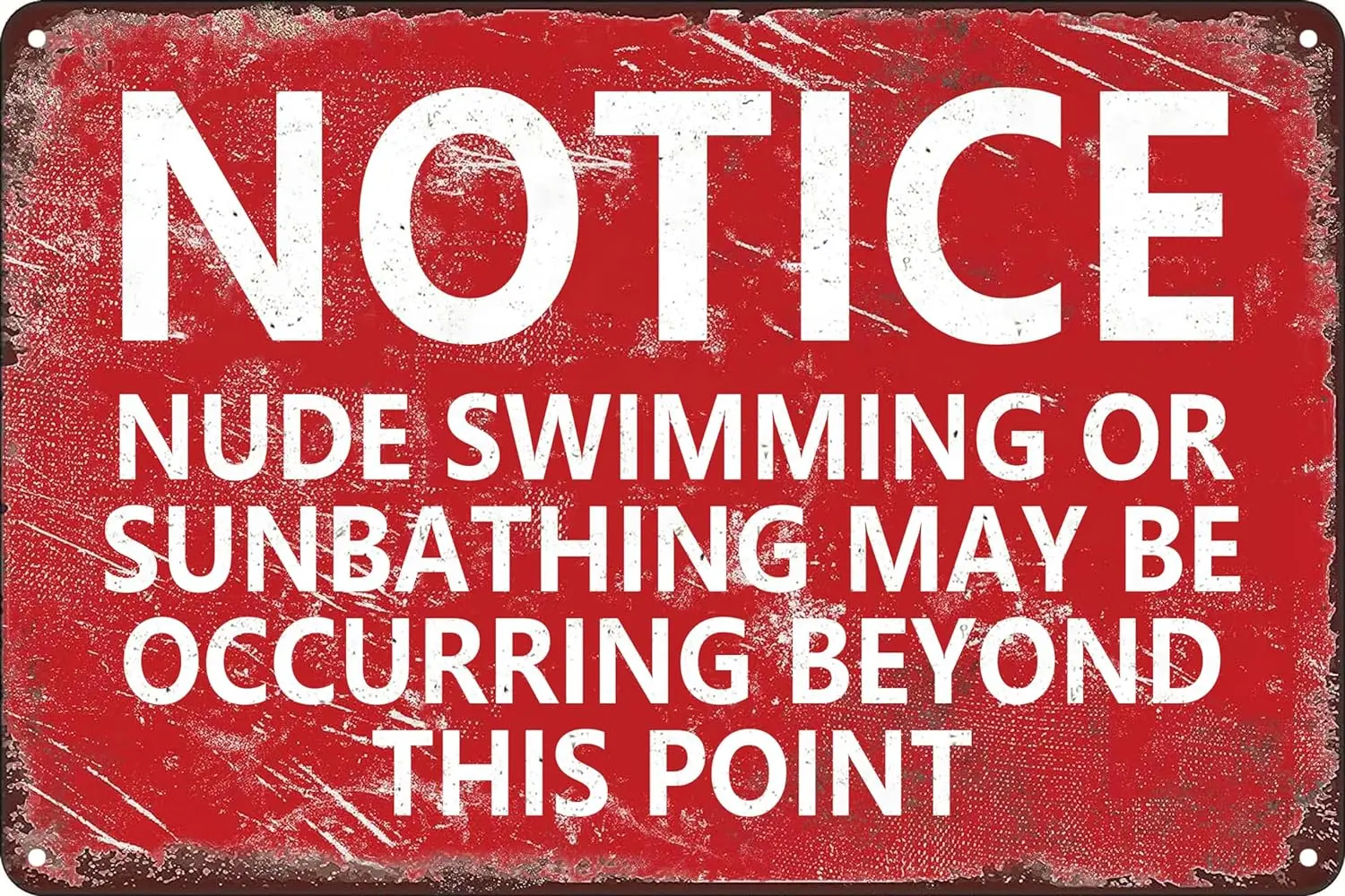 Notice Nude Swimming and Sunbathing Vintage Metal Tin Sign 8x12 Inch