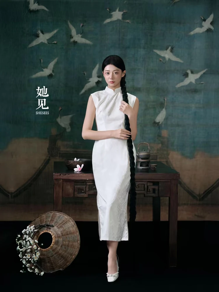 

Новое белое платье для фотосессии 2026 года в нежном художественном стиле, ретро, в китайском национальном стиле, для студийных фотосессий