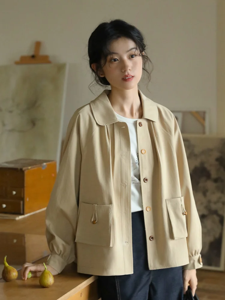 

Женская ветровка i Color ort Sle свободного кроя в винтажном стиле, хлопковая, для весеннего сезона, бренд Nesoulum