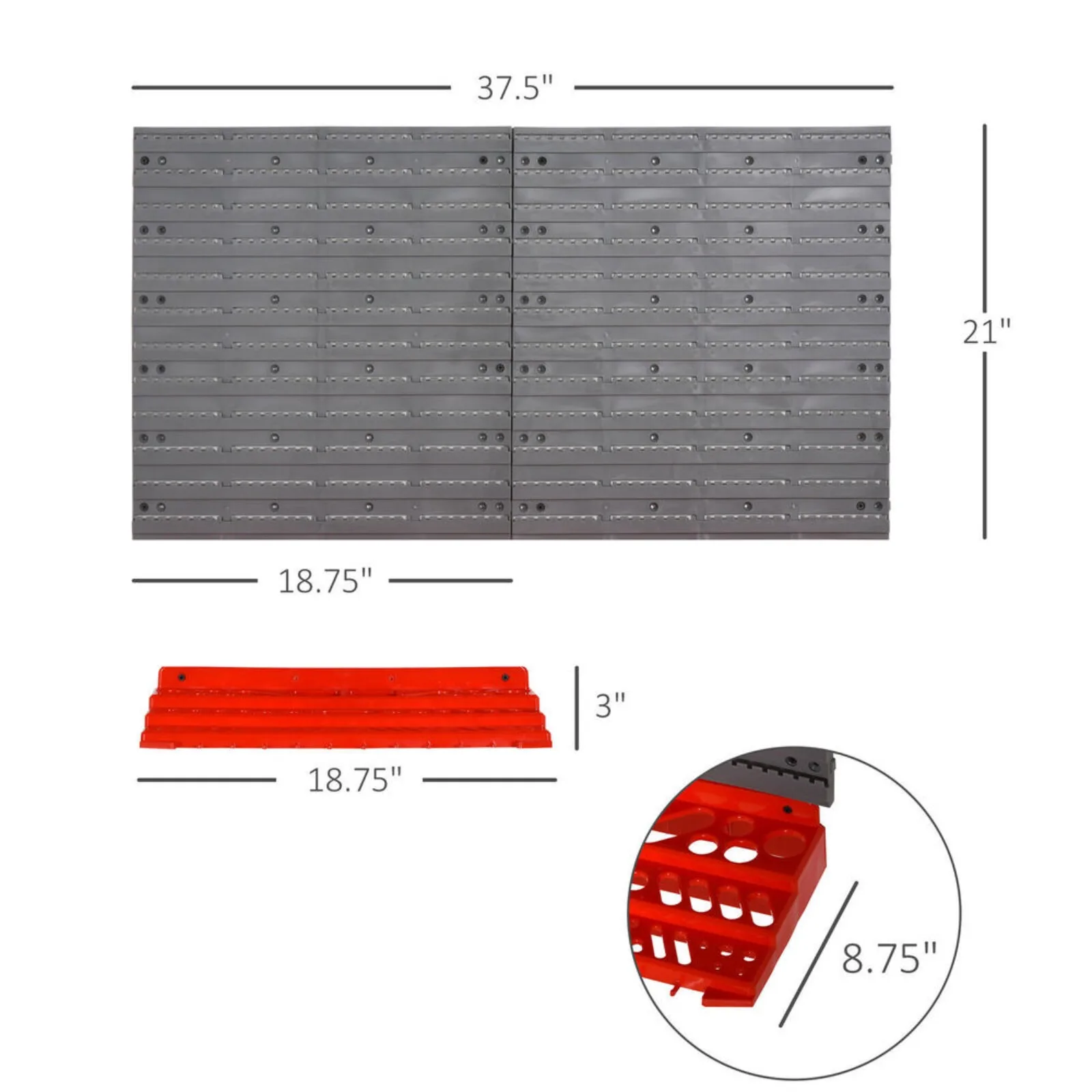 US 54 Piece Hanging Panel Tool Organization Rack for Garage Wall 50 Hooks