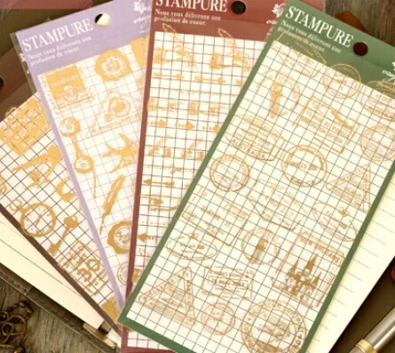 1pcs Retro Bronzing Series scrapbook Stickers Junk Stationery Hand Account Sticker