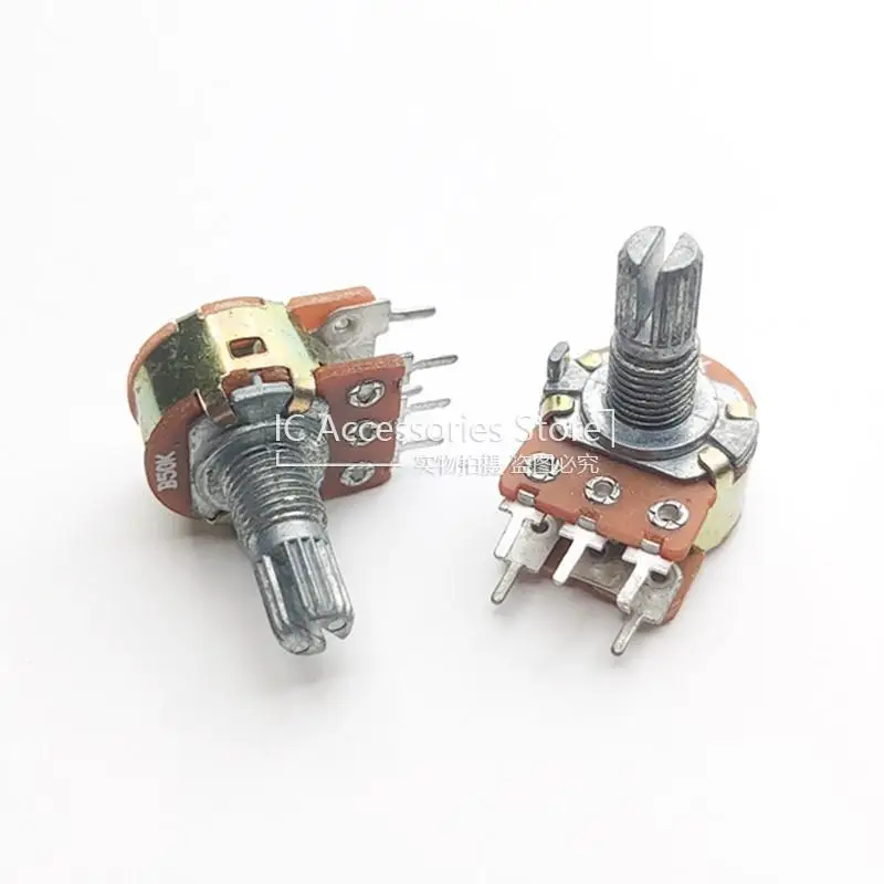 5PCS WH148 Single Potentiometer With Switch 5 Foot Handles 15MM Long B50K Short Handle Carbon Film Potentiometer