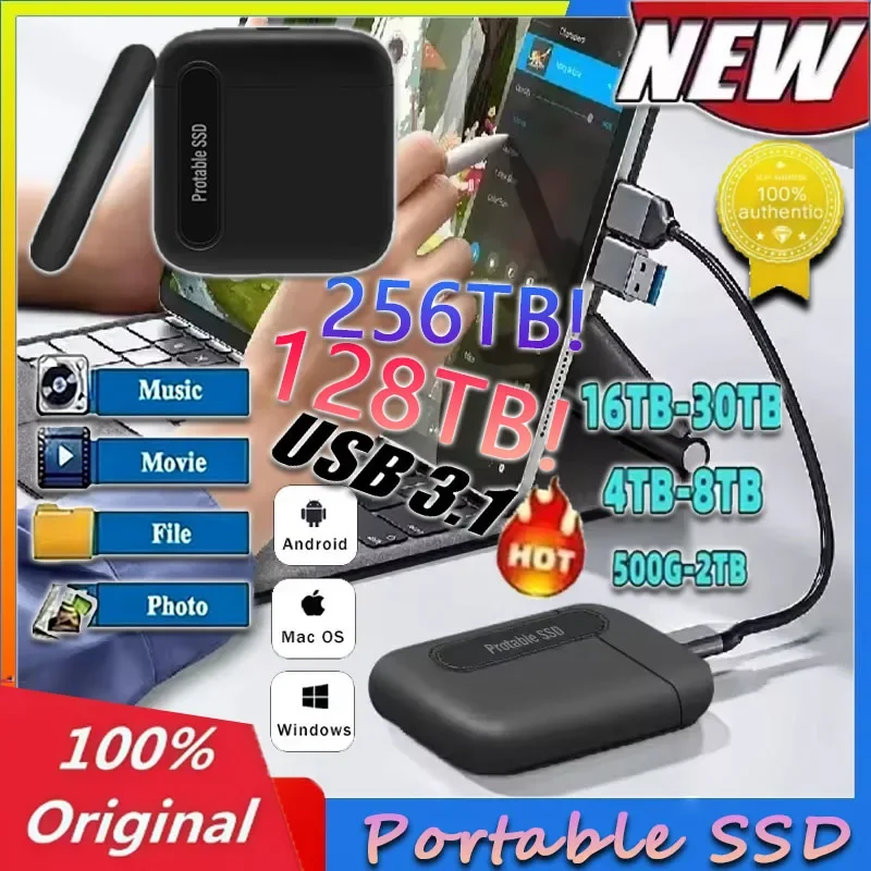 

Оригинальный внешний жесткий диск Lenovo 2 ТБ, 4 ТБ, 8 ТБ, портативный SSD-накопитель USB 3.1 для ноутбуков и настольных ПК