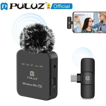 PULUZ Wireless Lavalier Microphone for iPhone/iPad/Type-C Phone, 8-Pin/Type-C Receiver