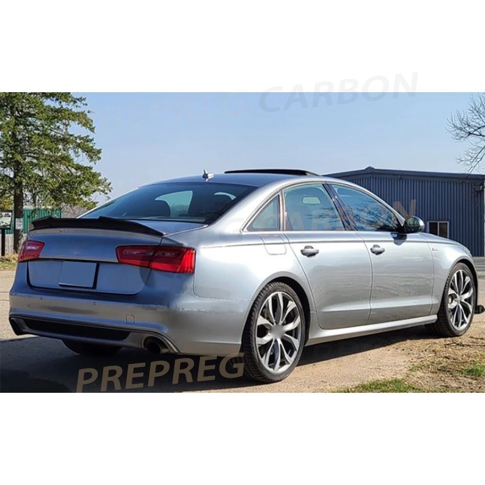 ألياف الكربون سيارة الخلفي سبويلر الجناح لأودي A6 C7 S6 2012-2019 سيارة الخلفي غطاء صندوق السيارة سبويلر الجناح الشفاه اكسسوارات السيارات FRP