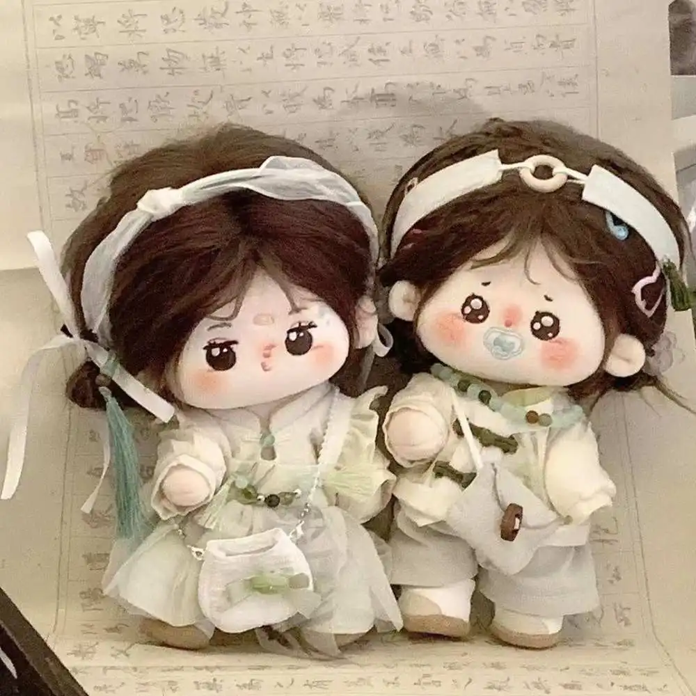 

20CM Doll Clothes New Chinese Style Outft Cute Tops Chinoiserie Shirts Pants Dress For Idol Doll Accessories Cotton Stuffed Toys