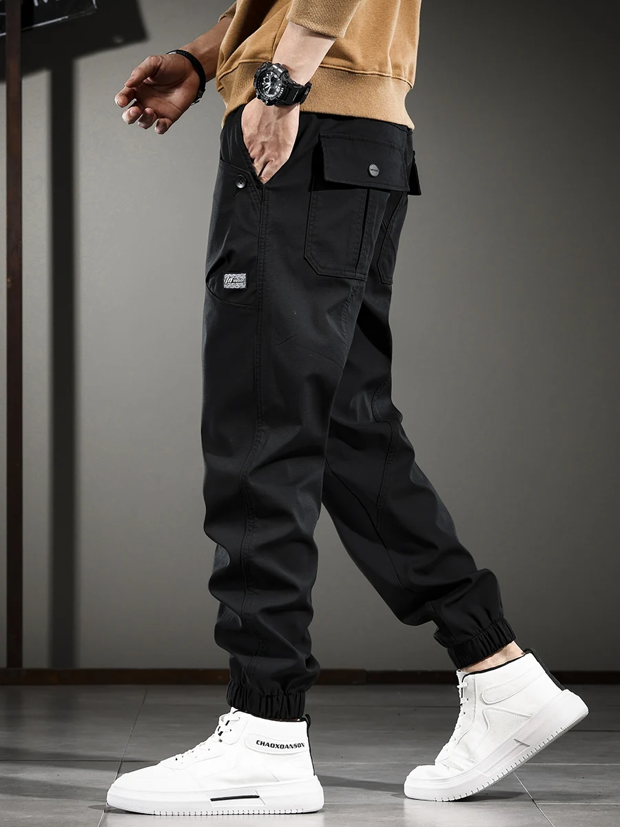 

Осенние модные повседневные брюки, мужская рабочая одежда в американском стиле ретро, свободные уличные брюки с манжетами, функциональные молодежные брюки