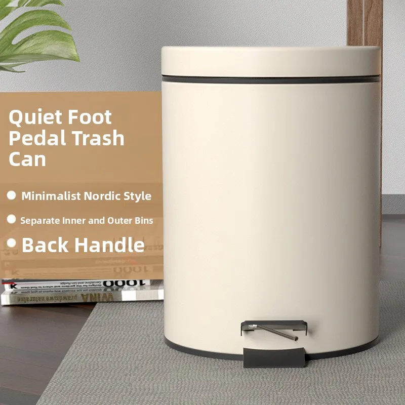 

Home Foot Pedal Tra Can Kitchen Batoom Lid Flip pe Garbage Basket Silent Health Buet round ape Small Capaci