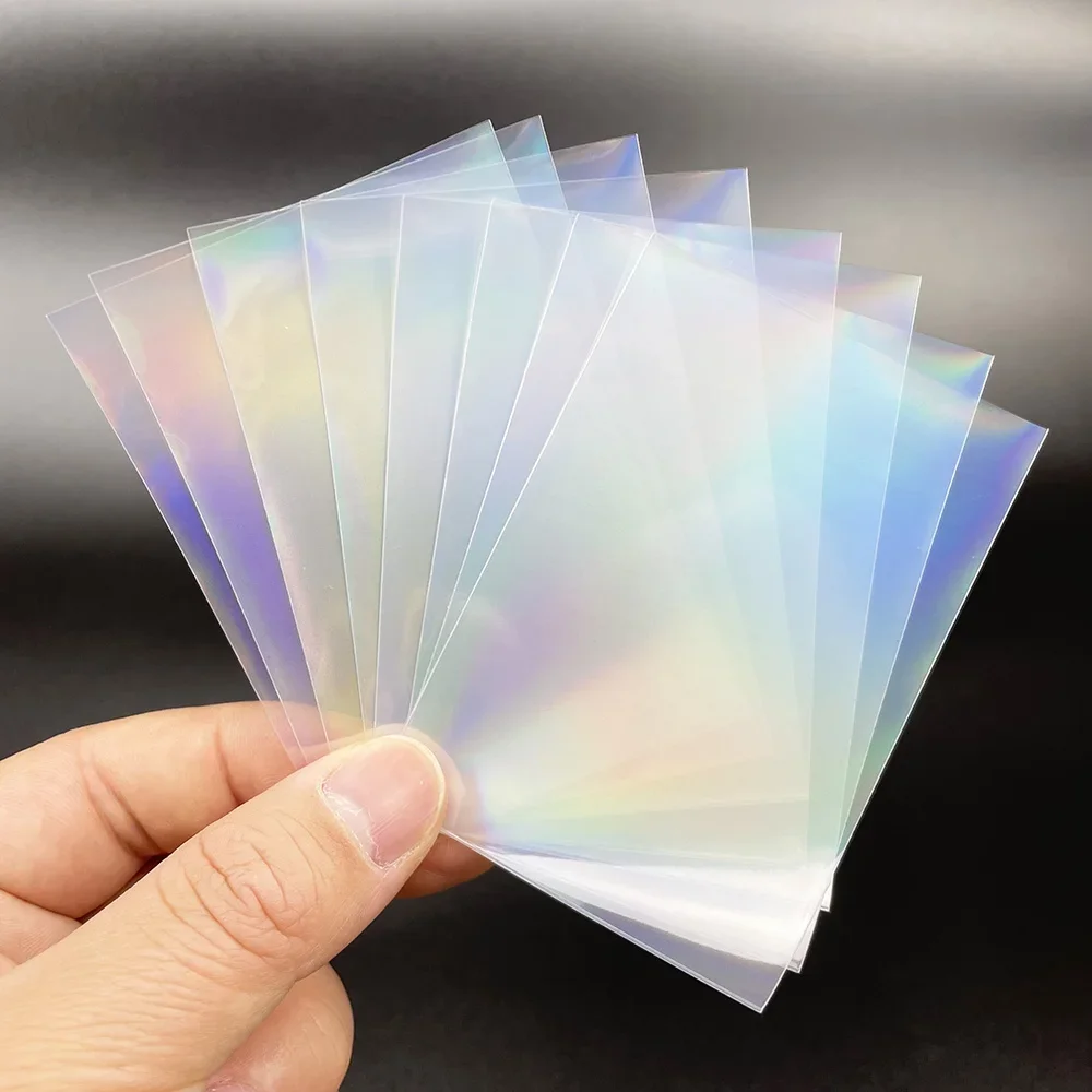 100PCS/PACK Rainbow Foil YGO Laser Clear Sleeves Korea Idol Photo Holographic Protector Trading Cards Shield Cover Guard Sleeve