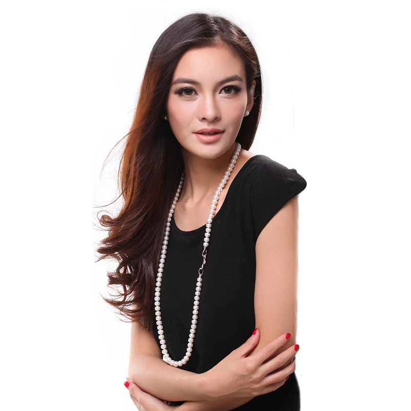 

Natural Fresh Water Pearl Sweater Pearl Necklace Women,Wedding Long Pearl Necklace Luxury Winter Chain