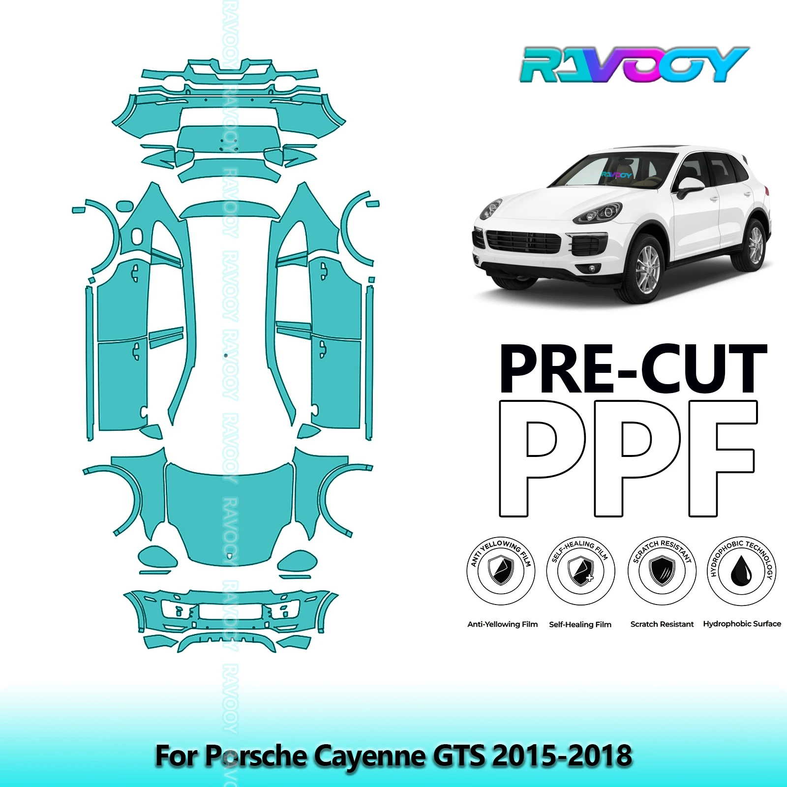 

8.5Mil Precut PPF Paint Protection Film Full Vehicle Clear Bra For Porsche Cayenne GTS 2015-2018