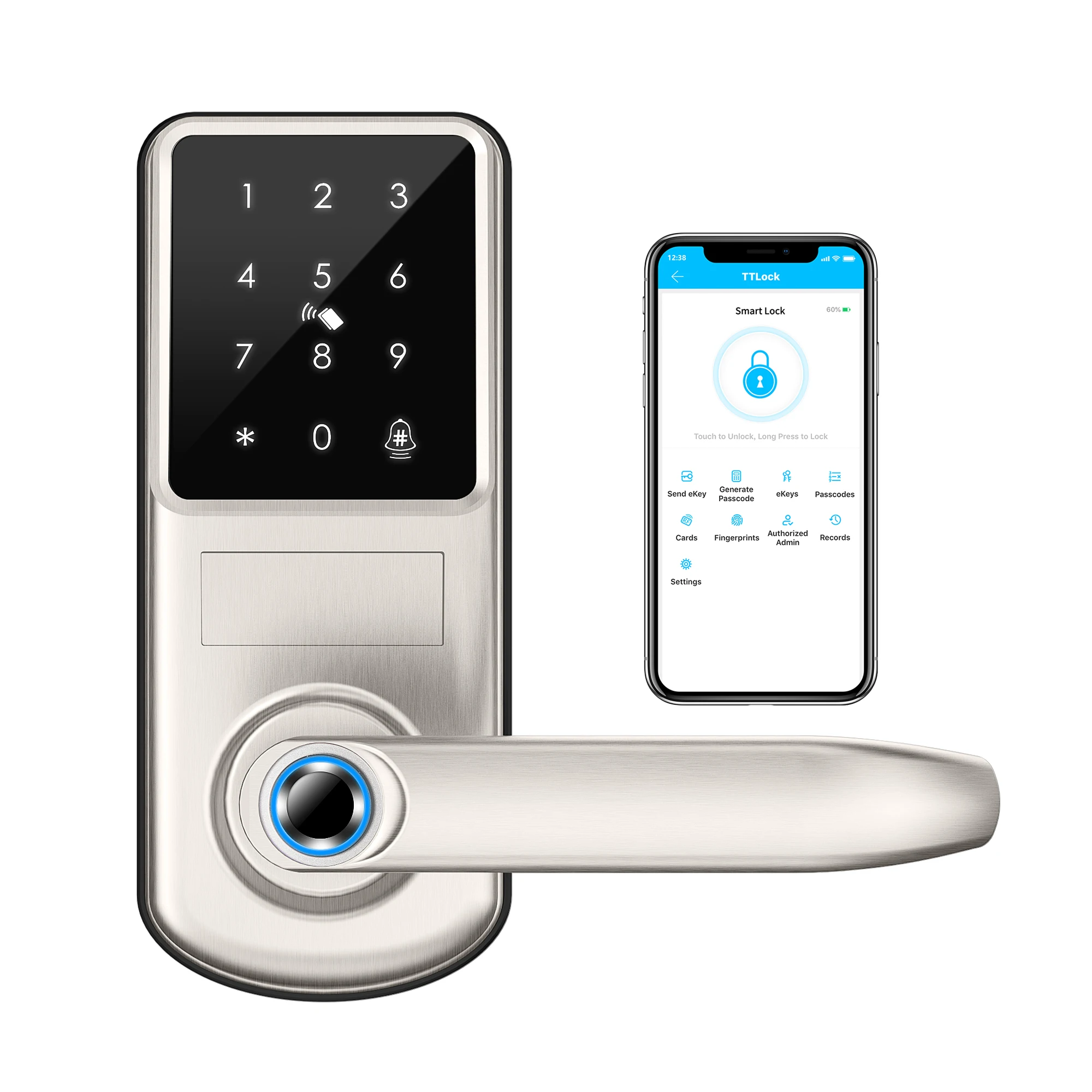 Cerradura Inteligente Puerta Casa ttlock App Digital Alexa Smart Exterior Wifi Waterproof Keyless Entry Fingerprint Door Lock