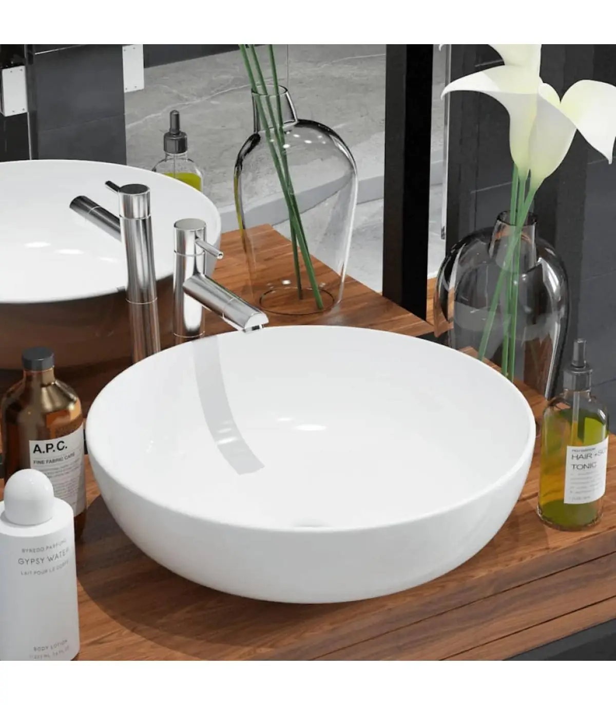 41,5x13,5 cm white ceramic round basin washbasins