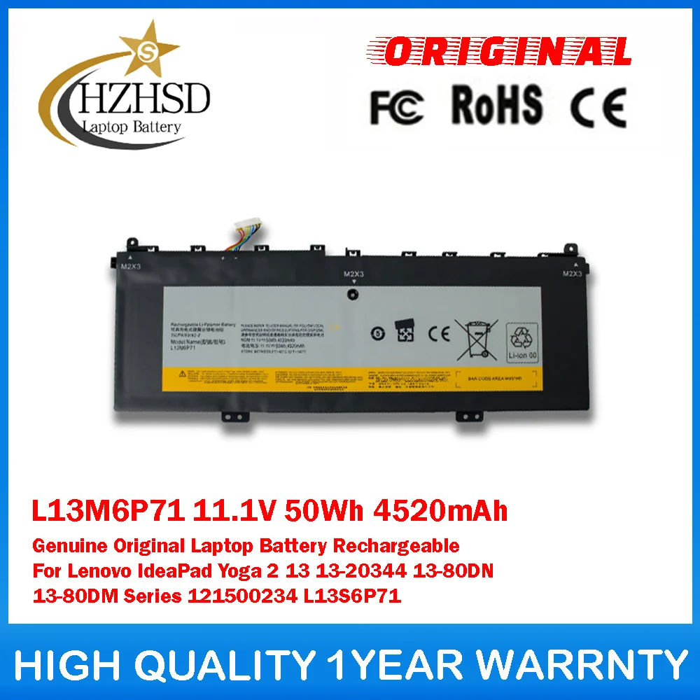 

L13M6P71 11.1V 50Wh 4520mAh L13S6P71 Genuine Original Laptop Battery For Lenovo IdeaPad Yoga2 13 13-20344 13-80DN 13-80DM Series