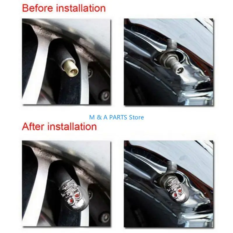 U1JF 5Pc Skull Tyre Tire Wheel Car Auto Valves Dust Stem Cover BicycleMotocycle