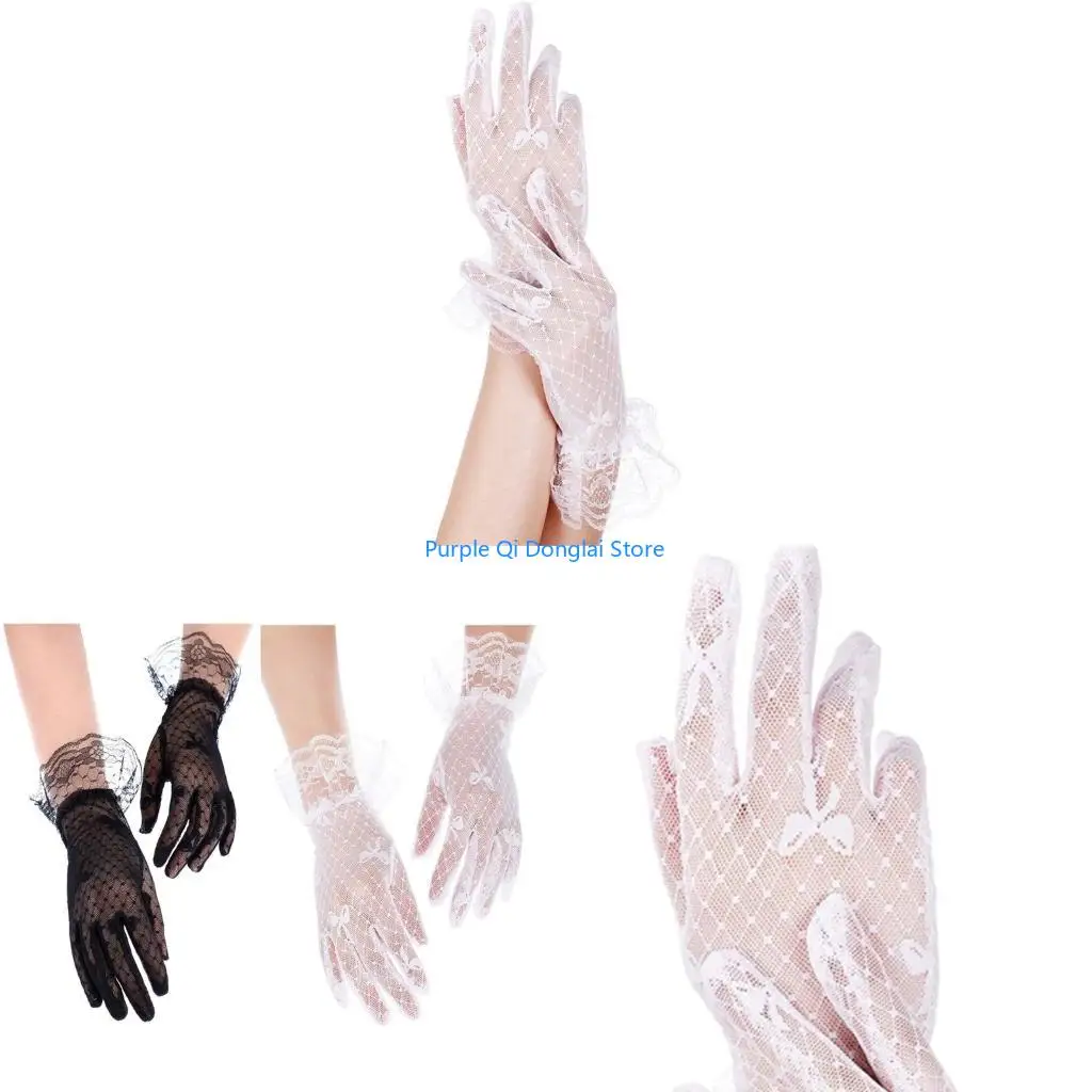 L21E Women Lace Gloves Short gloves Tea Party Gloves Banquet Gloves Dance Glove