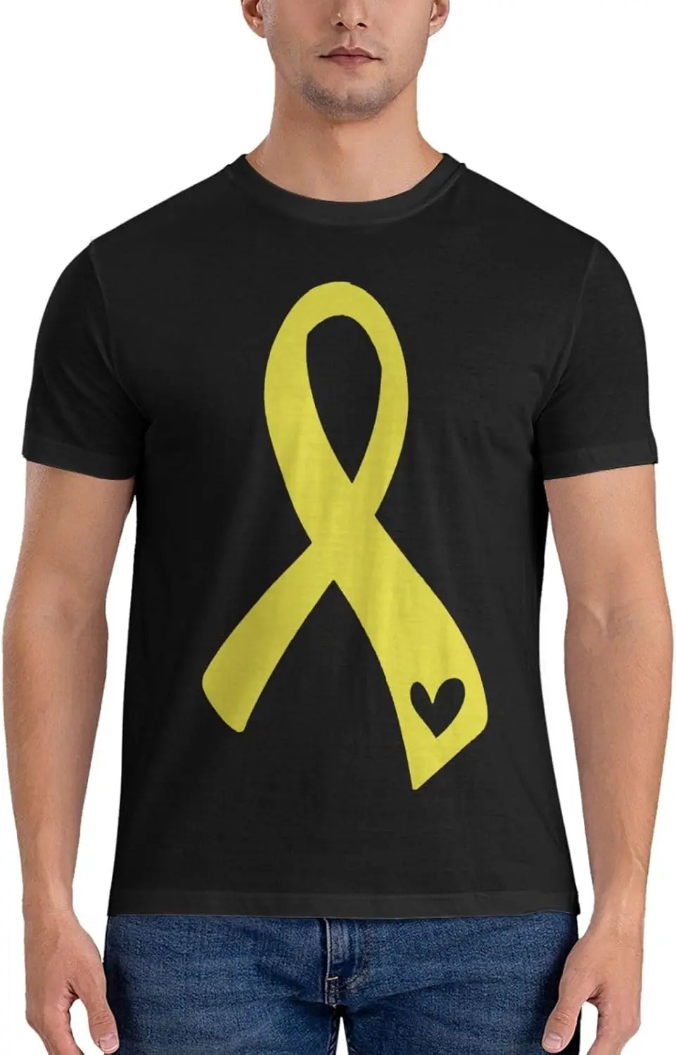 Sarcoma Cancer Awareness Yellow Ribbon T-Shirt Vintage Short-Sleeve