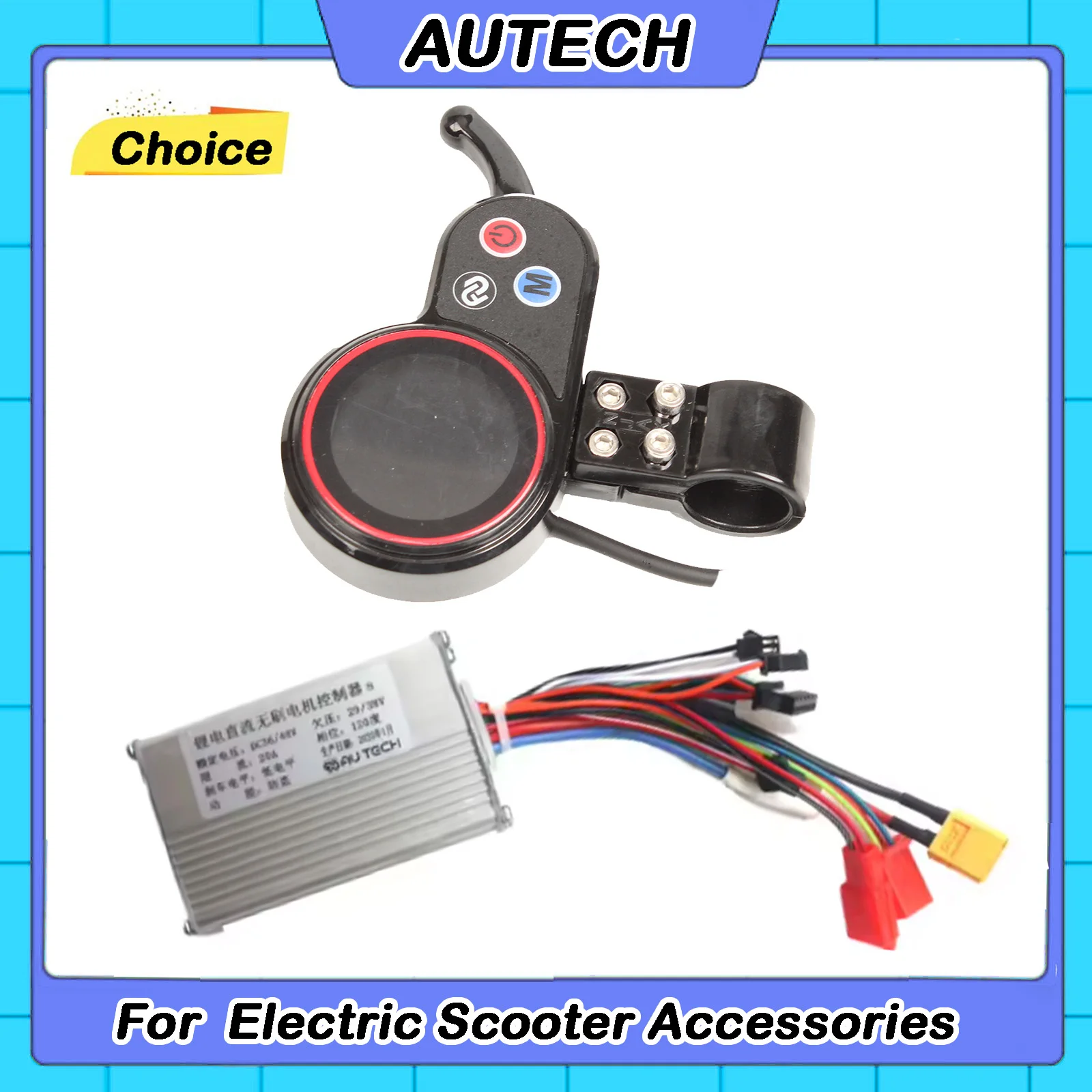 Accesorios para Bicicletas Eléctricas AUTECH, Controlador de Motor DC sin Escobillas para Scooter de 24/36/48V con Panel de Control con Pantalla LCD, Puede Cambiar de Marcha