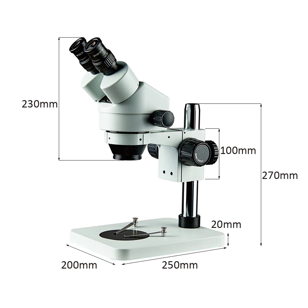 Continuous Zoom Trinocular Stereo Microscope WF10X Eyepiece Metal Binocular Stereo Microscope 7-45X 3.5X-90X For PhoneInspection