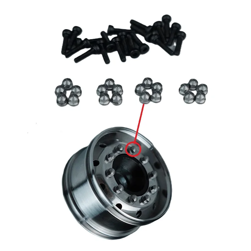 

Scaleclub Model 3mm Round Head Hub Nut For Tamiya Lesu For Scania Man Actros Volvo Car Parts Rc Truck Trailer Tipper