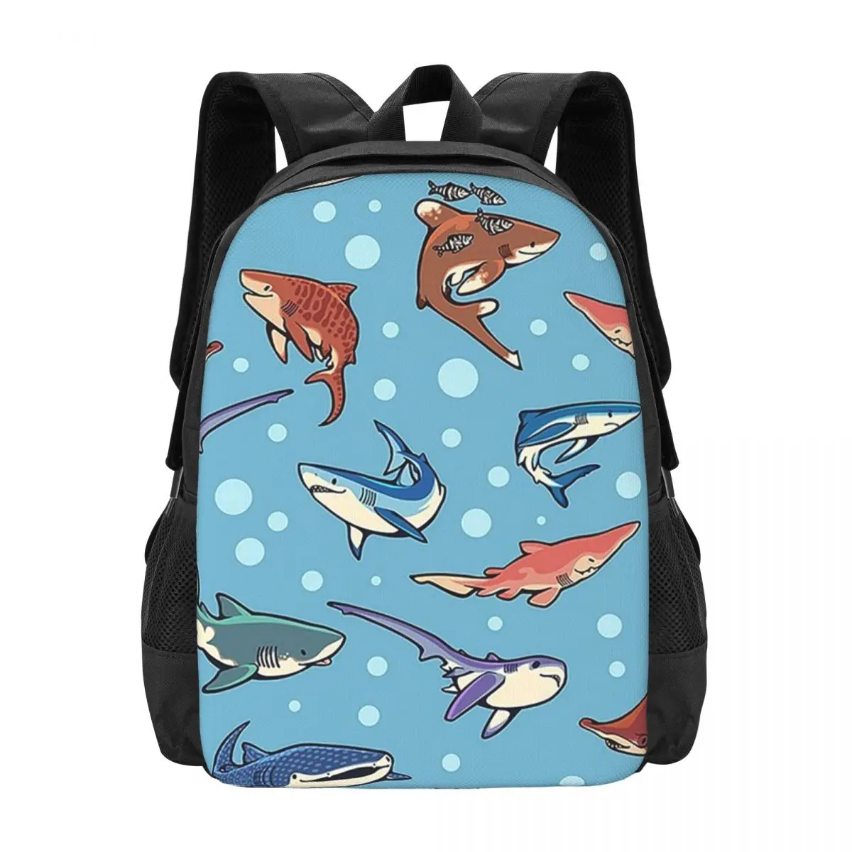 Sharks In The Light Blue Backpack Hot Sale Daypack Large Capacity Kids BookBag School Bag Shoulder Bags for Men Women