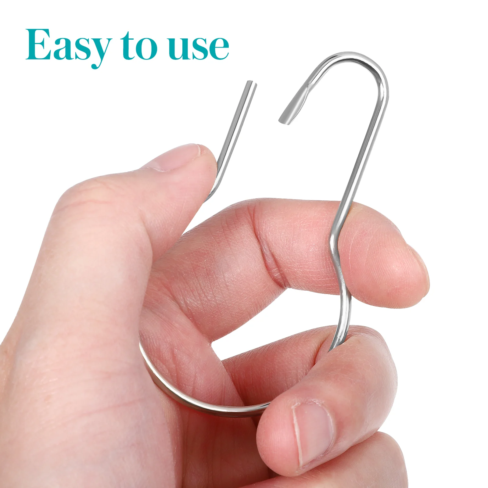 20 Pcs Curtain Ring Stainless Steel Shower Rings Rod Hooks Gourd Shaped Safety Pin