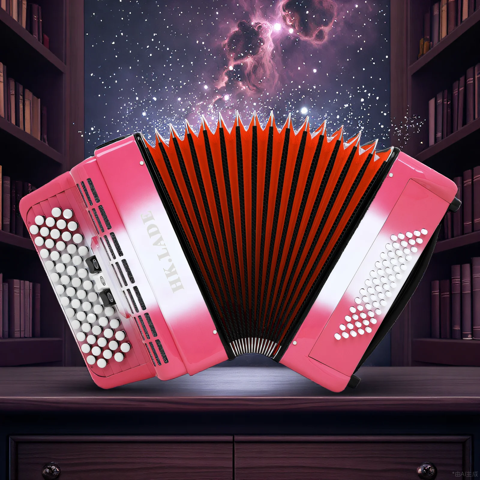 HK·LADE AH-210 62 Key 60 Bass Accordion Pro Bayan 62-Keys Chromatic Spray-Finish Soundboard Goatskin Bellows Anti-Slip Buttons