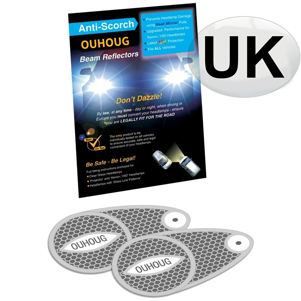Travel European Driving Protection Set Headlamp Beam Deflector Converter Car Warning Triangle For UK Plate Europe France Driving