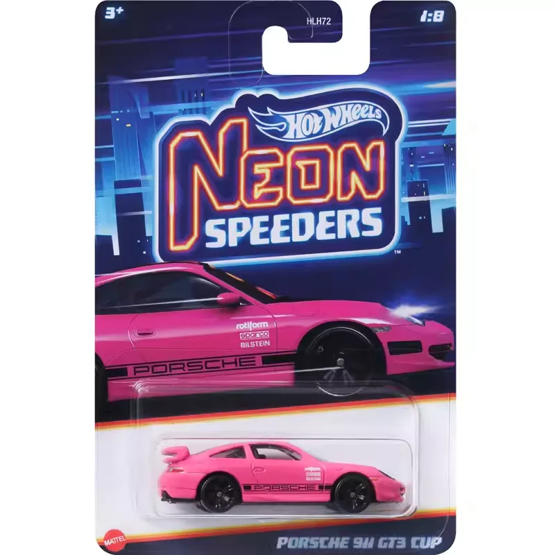 Hot Wheels-Speeders de neón para niño, juguete Original para Porsche 1/64, Ford mercedes-amg GT3, Cadillac, Dodge, Challenger, regalo, 911